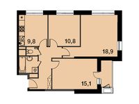 Планировка 3-комнатной квартиры, 69,9 м2