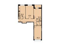 Планировка 3-комнатной квартиры, 77,5 м2
