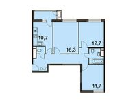 Планировка 3-комнатной квартиры, 72,4 м2