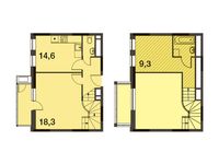 Планировка 2-комнатной квартиры, 57,6 м2