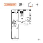 Планировка 1-комнатной квартиры, 40,4 м2