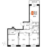 Планировка квартиры студии, 34,6 м2