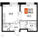 Планировка квартиры студии, 40,2 м2