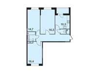 Планировка 3-комнатной квартиры, 80,6 м2