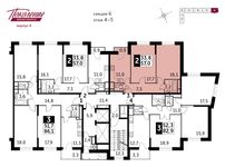 Планировка 2-комнатной квартиры, 57 м2