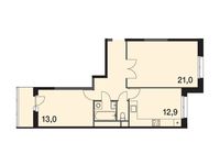 Планировка 2-комнатной квартиры, 61 м2