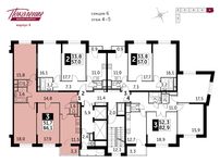 Планировка 3-комнатной квартиры, 86,1 м2