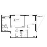 Планировка 3-комнатной квартиры, 120,6 м2