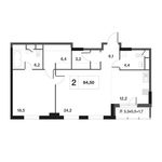 Планировка 2-комнатной квартиры, 82,9 м2