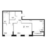 Планировка 2-комнатной квартиры, 97 м2