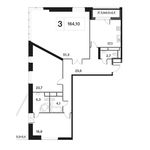 Планировка 3-комнатной квартиры, 153,6 м2