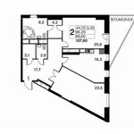 Планировка 2-комнатной квартиры, 99,6 м2