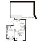 Планировка 1-комнатной квартиры, 81,6 м2