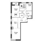 Планировка 3-комнатной квартиры, 120,9 м2