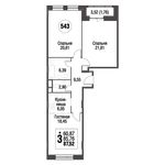 Планировка 3-комнатной квартиры, 87,1 м2