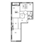 Планировка 3-комнатной квартиры, 120,9 м2