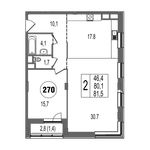Планировка 2-комнатной квартиры, 81,5 м2