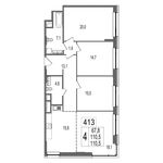 Планировка 4-комнатной квартиры, 110,5 м2