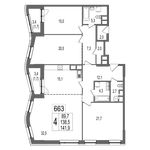 Планировка 4-комнатной квартиры, 141,9 м2