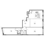 Планировка 3-комнатной квартиры, 117,9 м2
