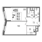 Планировка 2-комнатной квартиры, 59,3 м2