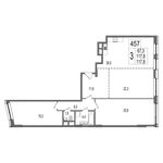 Планировка 3-комнатной квартиры, 117,8 м2