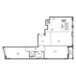 Планировка 3-комнатной квартиры, 115,1 м2