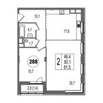 Планировка 2-комнатной квартиры, 81,3 м2