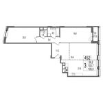 Планировка 3-комнатной квартиры, 105,1 м2