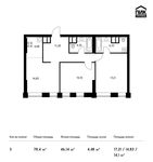 Планировка 3-комнатной квартиры, 78,4 м2