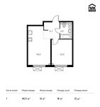 Планировка 1-комнатной квартиры, 40,3 м2