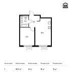 Планировка 1-комнатной квартиры, 40,3 м2
