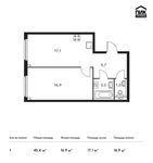 Планировка 1-комнатной квартиры, 45,4 м2