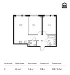 Планировка 2-комнатной квартиры, 60,6 м2