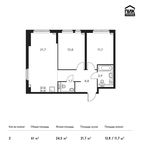 Планировка 2-комнатной квартиры, 61 м2