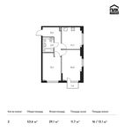 Планировка 2-комнатной квартиры, 53,6 м2