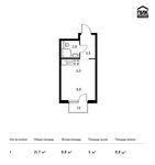 Планировка квартиры студии, 21,7 м2