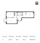 Планировка 2-комнатной квартиры, 67,2 м2
