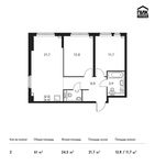 Планировка 2-комнатной квартиры, 61 м2