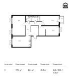 Планировка 3-комнатной квартиры, 117,3 м2