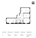 Планировка 3-комнатной квартиры, 93,2 м2