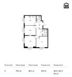 Планировка 3-комнатной квартиры, 79,3 м2