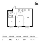 Планировка 2-комнатной квартиры, 56,8 м2
