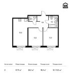 Планировка 2-комнатной квартиры, 57,9 м2