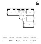 Планировка 3-комнатной квартиры, 93,4 м2