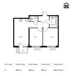 Планировка 2-комнатной квартиры, 58,5 м2