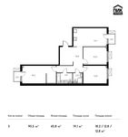 Планировка 3-комнатной квартиры, 90,5 м2