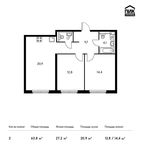 Планировка 2-комнатной квартиры, 63,8 м2