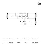 Планировка 2-комнатной квартиры, 66,5 м2