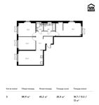 Планировка 3-комнатной квартиры, 88,9 м2